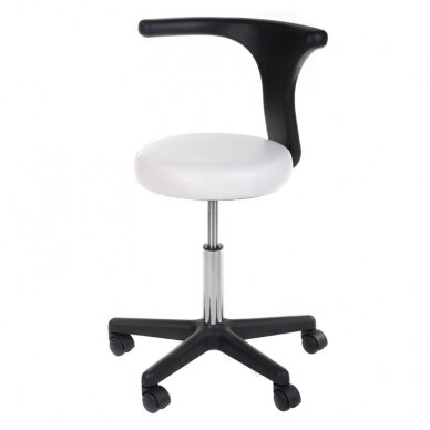 Professional beauty chair with castors and backrest CH049, white color