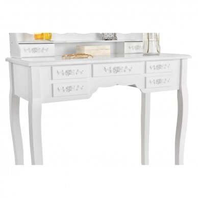 Dressing table ELSA with 3 mirrors and a chair, 7 drawers, white color 2