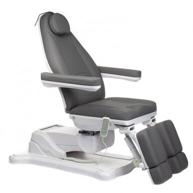 Professional electric podiatric chair-bed for pedicure procedures MAZARO BR-6672C (3 motors), grey color