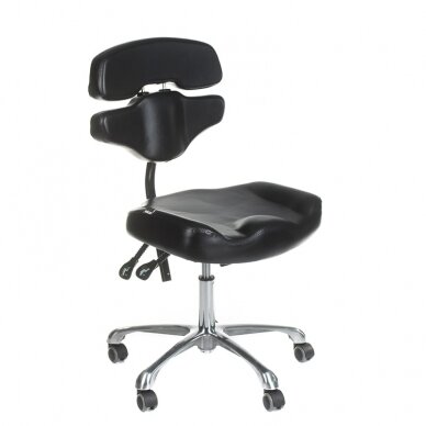 Professional master chair with backrest for beauticians and beauty salons JUHO INKOO, black color