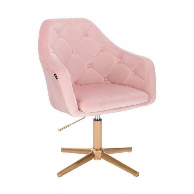 Beauty salons and beauticians stool HR831CROSS, pink velour