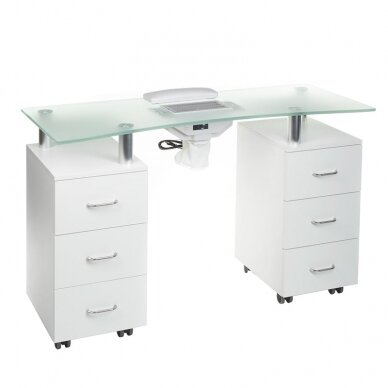 Professional manicure table with dust extractor BD-3425-1+P, white color