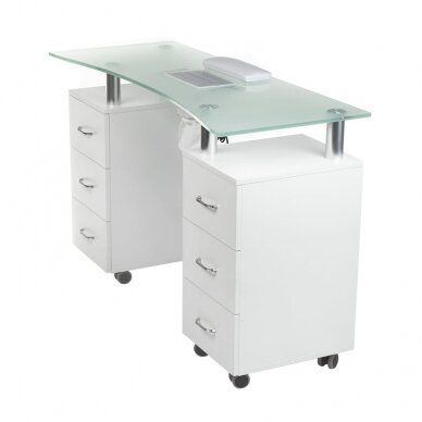 Professional manicure table with dust extractor BD-3425-1+P, white color 3