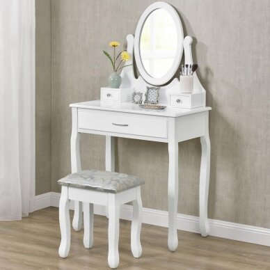 Makeup table LENA with mirror and chair, white color 5