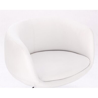 Grožio salono kėdė stabiliu pagrindu arba su ratukais HC333N, balta ekologiška oda 4