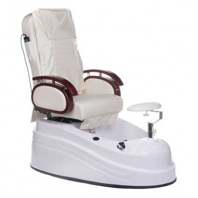 Professional electric podiatry chair for pedicure procedures with massage function BR-2307, cream color