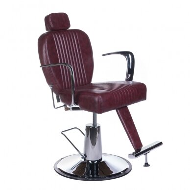 Professional barbers and beauty salons haircut chair OLAF BH-3273, dark red color