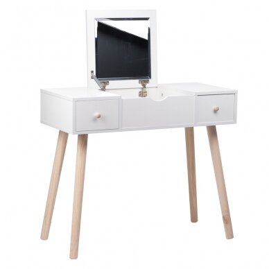 Makeup table ASTRID with mirror and chair, two drawers, white color 1