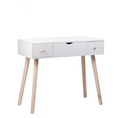 Makeup table ASTRID with mirror and chair, two drawers, white color 2