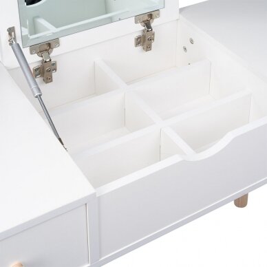 Makeup table ASTRID with mirror and chair, two drawers, white color 3