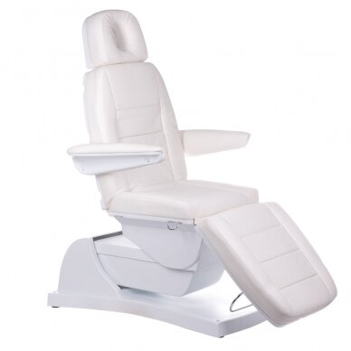 Professional electric recliner-bed for beauticians Bologna BG-228, 3 motors, white color