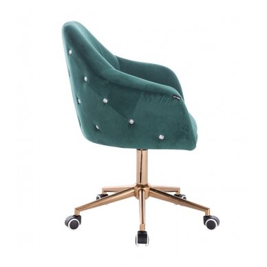 Wide beauty salon chair with gold wheels HHR547K, green velour 2