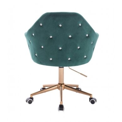 Wide beauty salon chair with gold wheels HHR547K, green velour 3