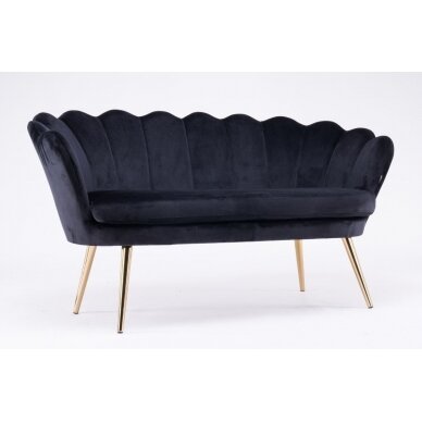 Beauty salon waiting sofa REY, black velor