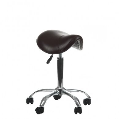 Professional master chair-saddle for beauticians BD-9909, brown color