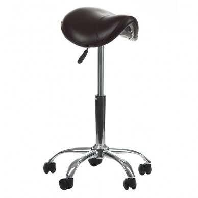 Professional master chair-saddle for beauticians BD-9909, brown color 1