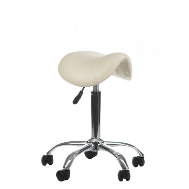 Professional master chair-saddle for beauticians BD-9909, cream color