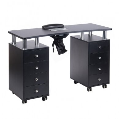 Professional manicure table with dust extractor BD-3425+P, black color