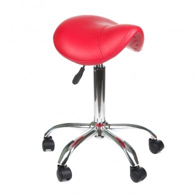 Professional master chair-saddle for beauticians BD-9909, red color