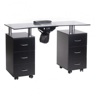 Professional manicure table with with dust extractor BD-3425-1+P, black color