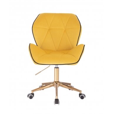 Beauty salon chair with wheels HR212K, yellow velvet 1