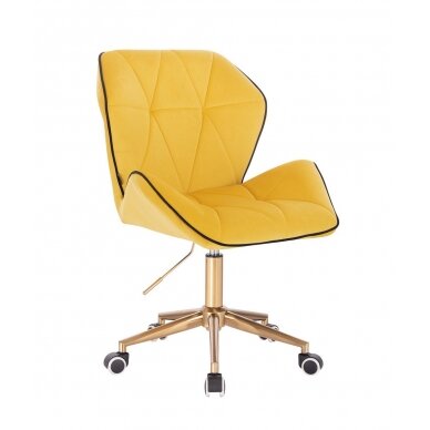 Grožio salono kėdė su ratukais HR212K, geltonas aksomas