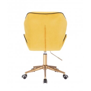 Grožio salono kėdė su ratukais HR212K, geltonas aksomas 2