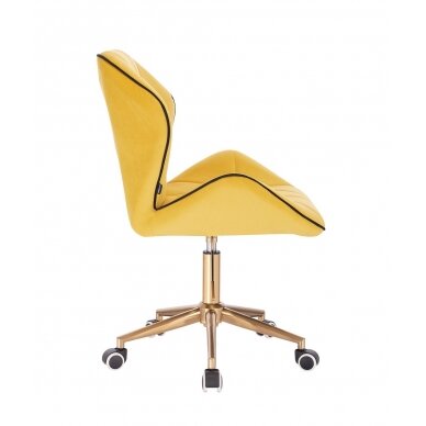 Grožio salono kėdė su ratukais HR212K, geltonas aksomas 3
