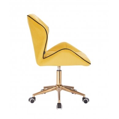 Beauty salon chair with wheels HR212K, yellow velvet 3