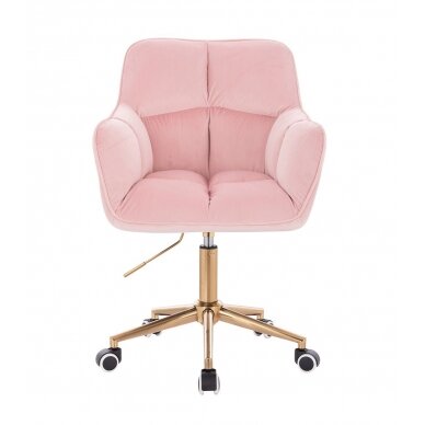 Beauty salon chair with wheels HR550K, light pink velor 1