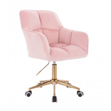 Beauty salon chair with wheels HR550K, light pink velor