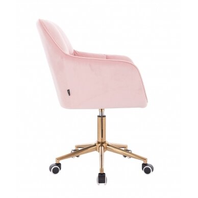 Beauty salon chair with wheels HR550K, light pink velor 2