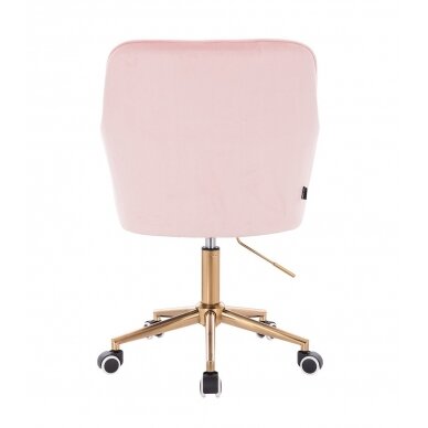 Beauty salon chair with wheels HR550K, light pink velor 3