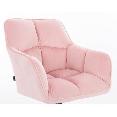 Beauty salon chair with wheels HR550K, light pink velor 4