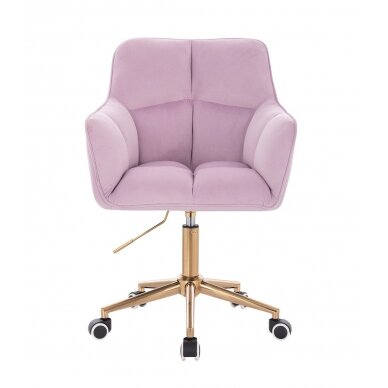 Beauty salon chair with wheels HR550K, lilac velor 1