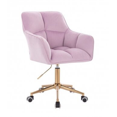 Beauty salon chair with wheels HR550K, lilac velor