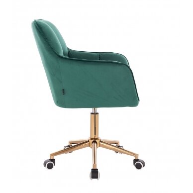 Beauty salon chair with wheels HR550K, green velor 2