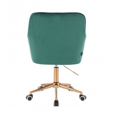 Beauty salon chair with wheels HR550K, green velor 3