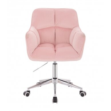 Beauty salon chair with wheels HR550K, light pink velor 1