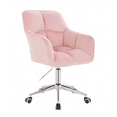 Beauty salon chair with wheels HR550K, light pink velor