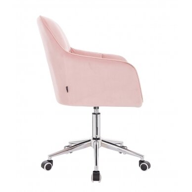 Beauty salon chair with wheels HR550K, light pink velor 2