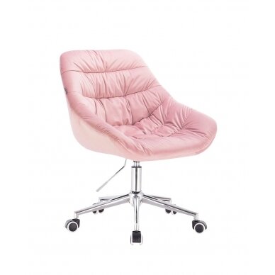 Beauty salon chair with wheels HR825K, light pink velor