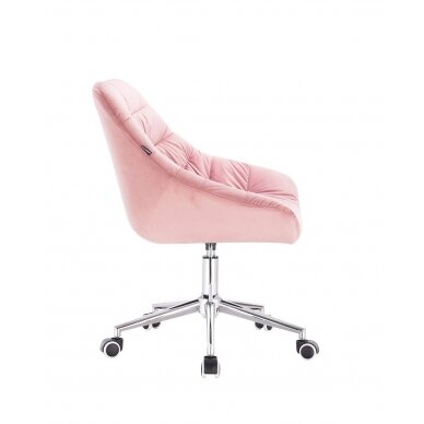 Beauty salon chair with wheels HR825K, light pink velor 2