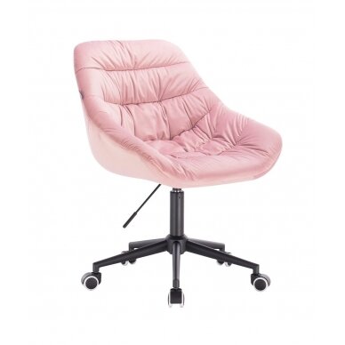 Beauty salon chair with wheels HR825K, light pink velor