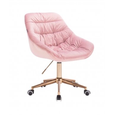 Beauty salon chair with wheels HR825K, light pink velor