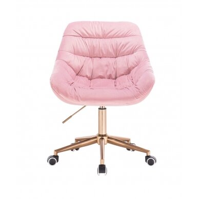 Beauty salon chair with wheels HR825K, light pink velor 1