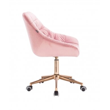 Beauty salon chair with wheels HR825K, light pink velor 2