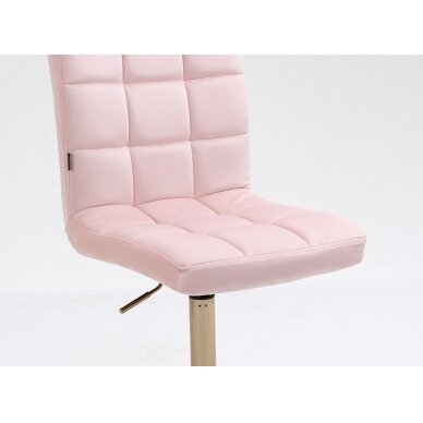 Grožio salono kėdė stabiliu pagrindu HR7009CROSS, rožinis aksomas 1