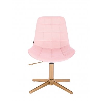 Beauty salons and beauticians stool HR590CROSS, light pink velour 1