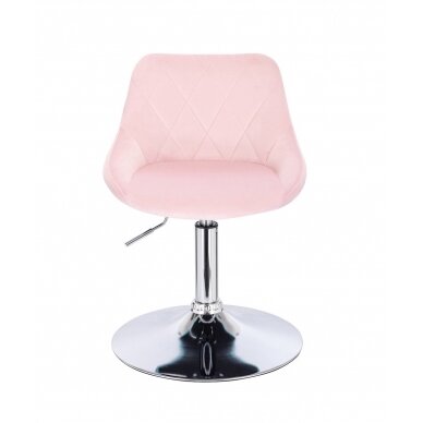 Beauty salons and beauticians stool with a stable round base HR1054N, light pink velor 1